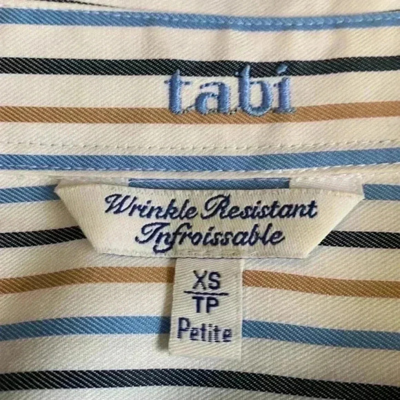 Tabi petite, 100% cotton, Wrinkle Resistant Striped  Button Down Shirt, NWOT - Picture 3 of 6